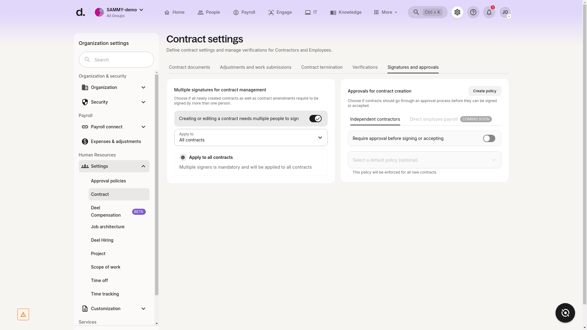 Multiple signatures toggle