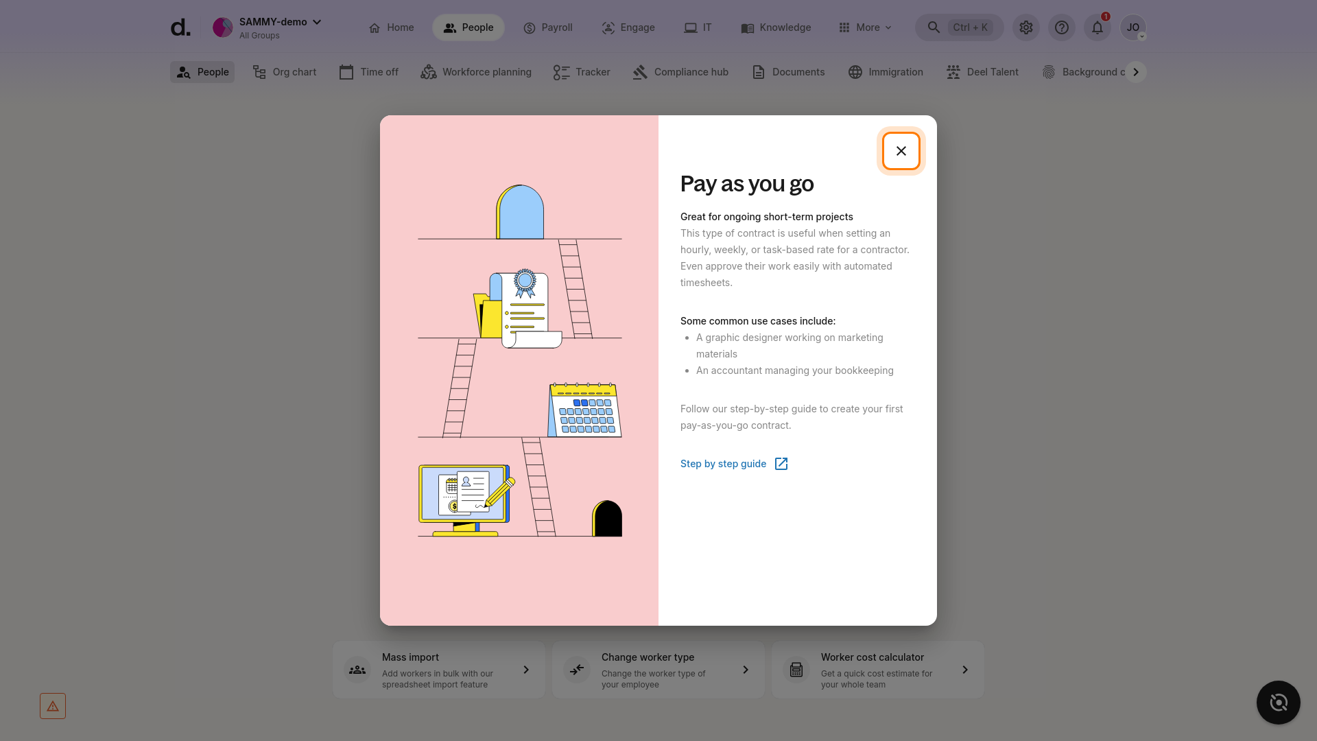 Pay As You Go contract modal