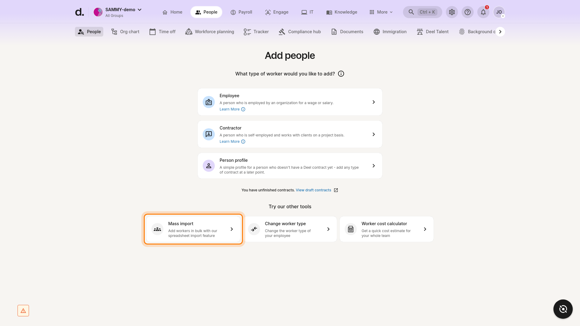 Mass import option