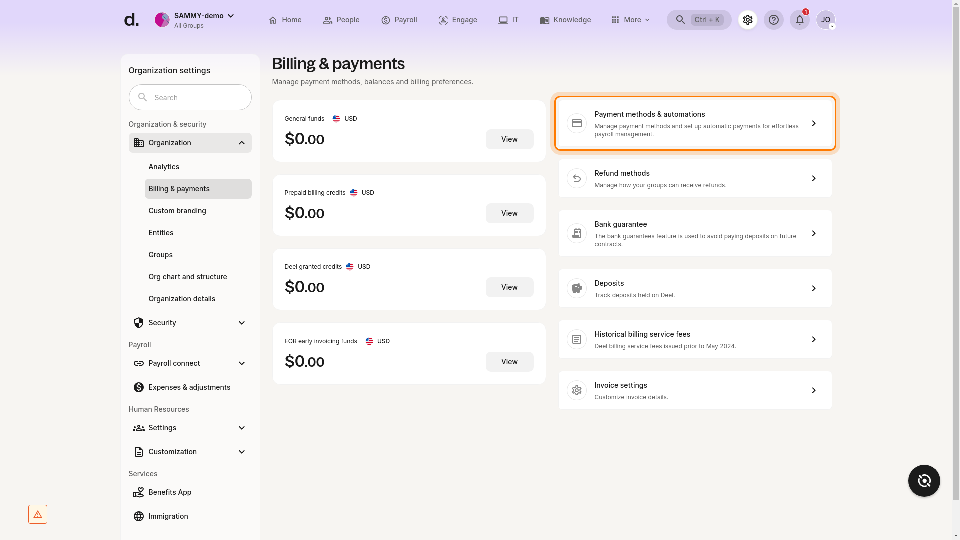 Step 3 – Payment methods & automations highlighted