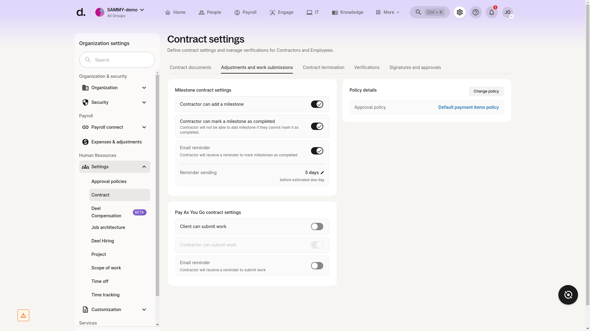 PAYG submission toggles