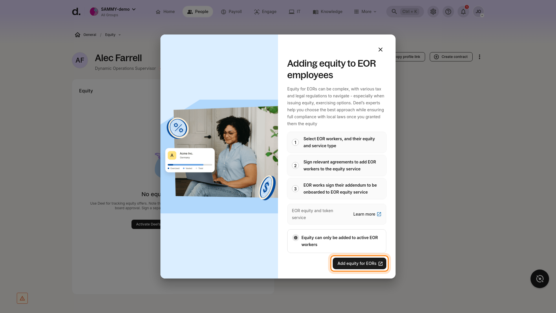 Add equity for EORs