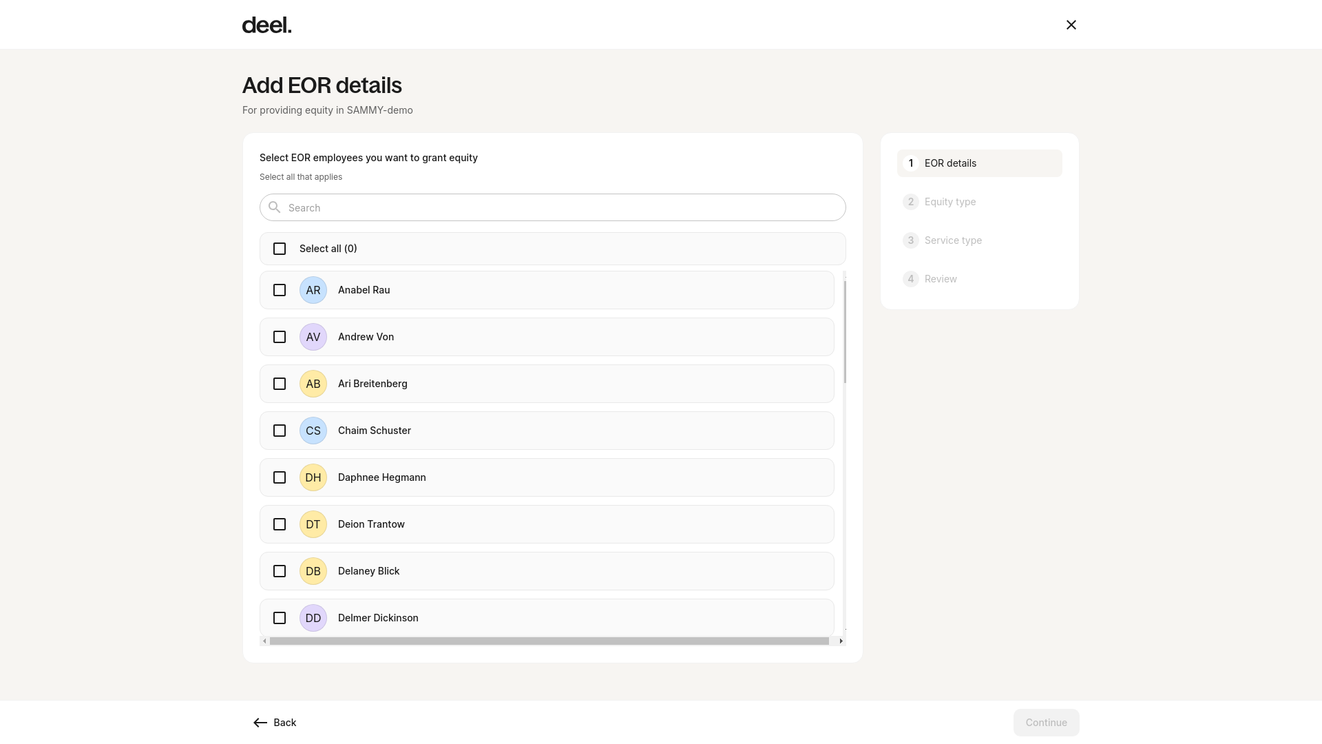 Add EOR details form