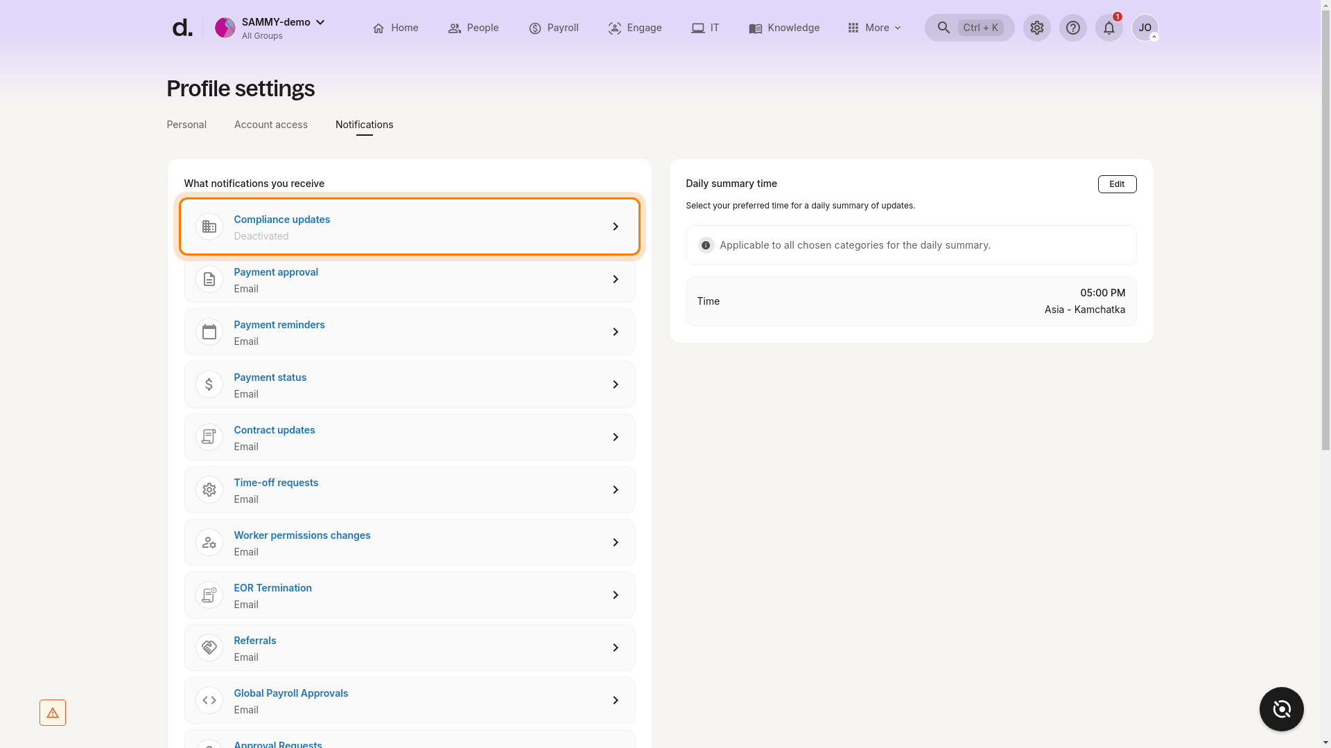 Clickable category
