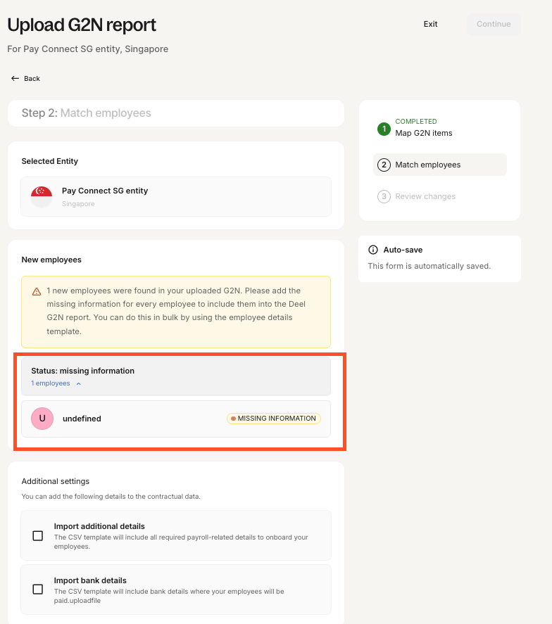 Flagged new employee in G2N report