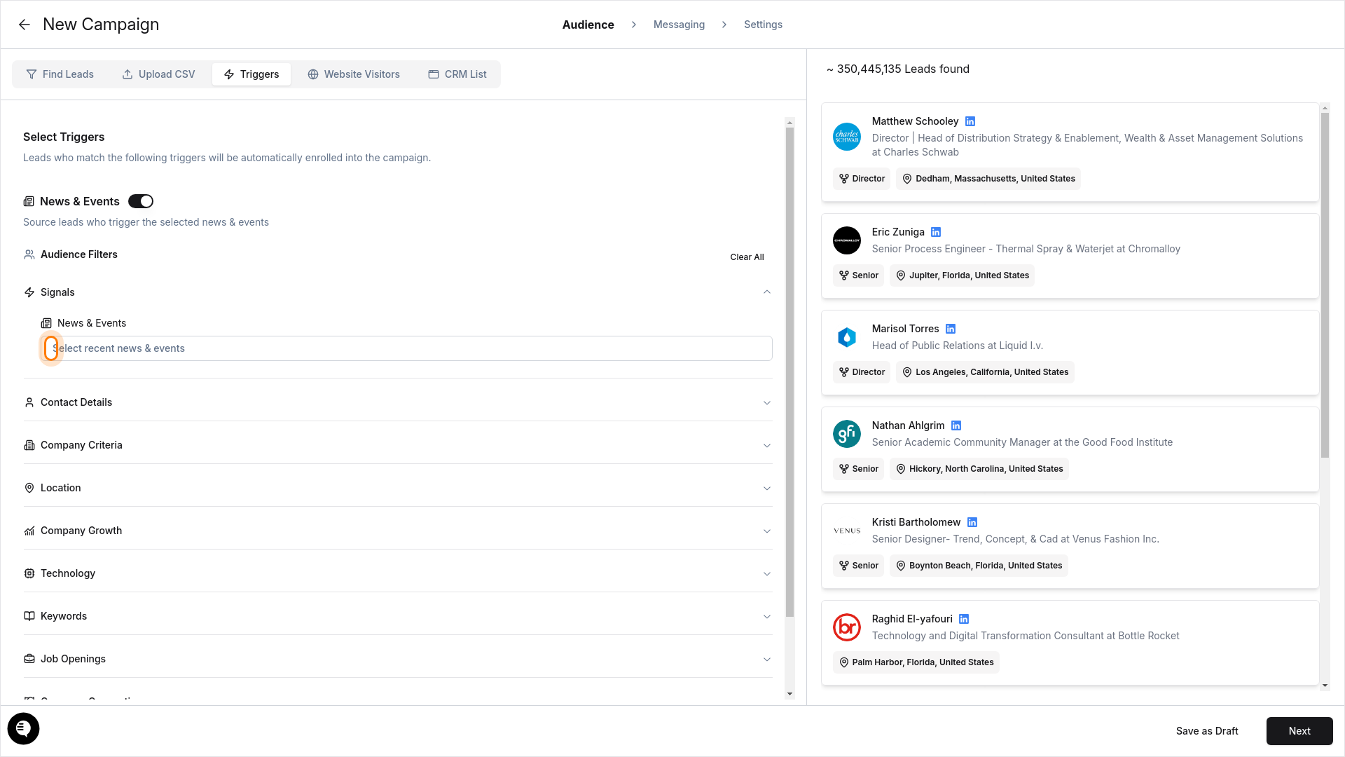 News & Events Input field with toggle switch enabled