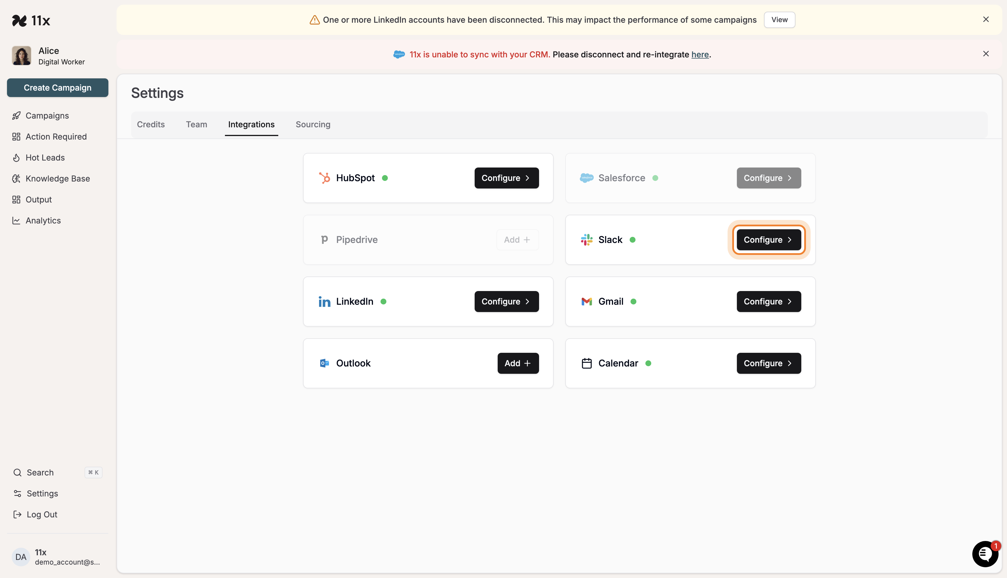 Salesforce and other integrations with Configure buttons