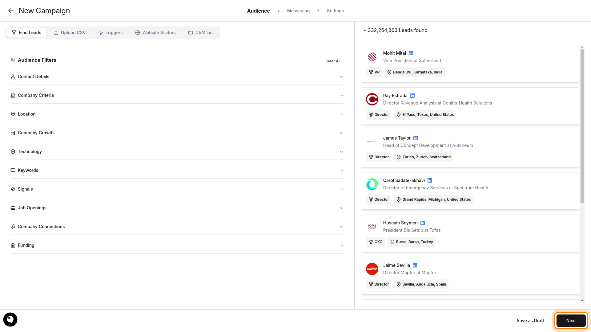 Messaging Tab