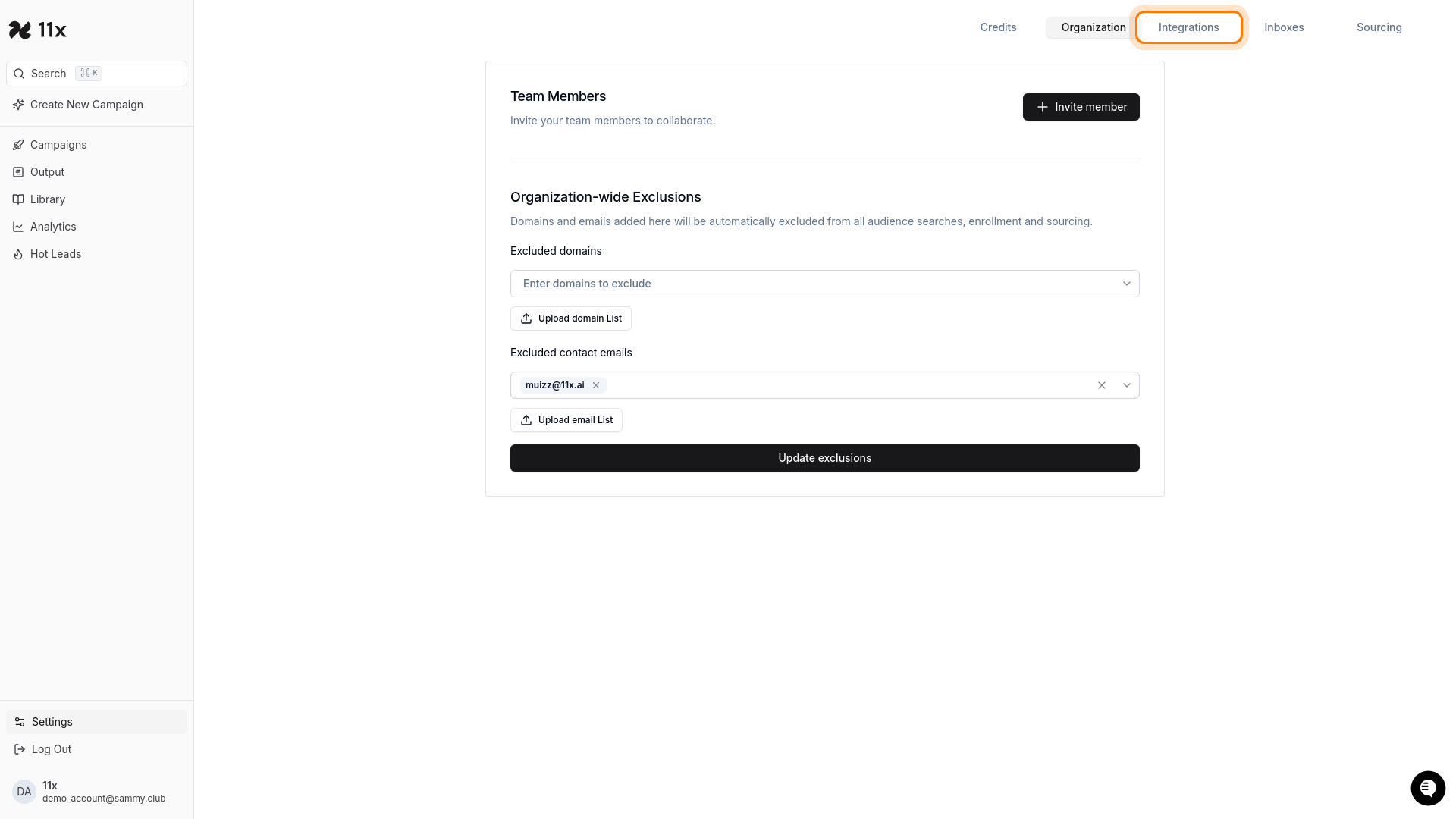 Integrations Tab