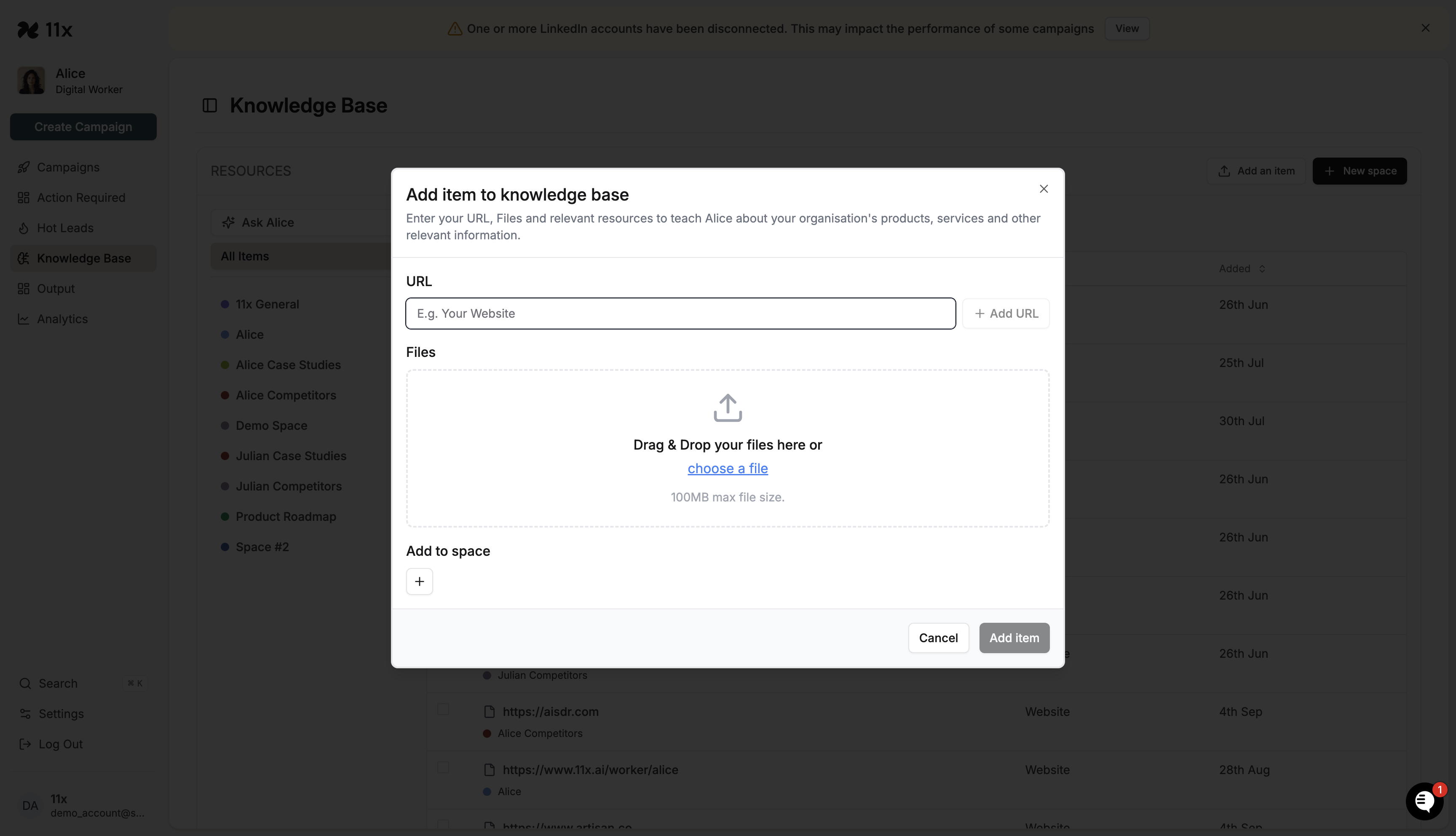 Upload dialog ready for file selection