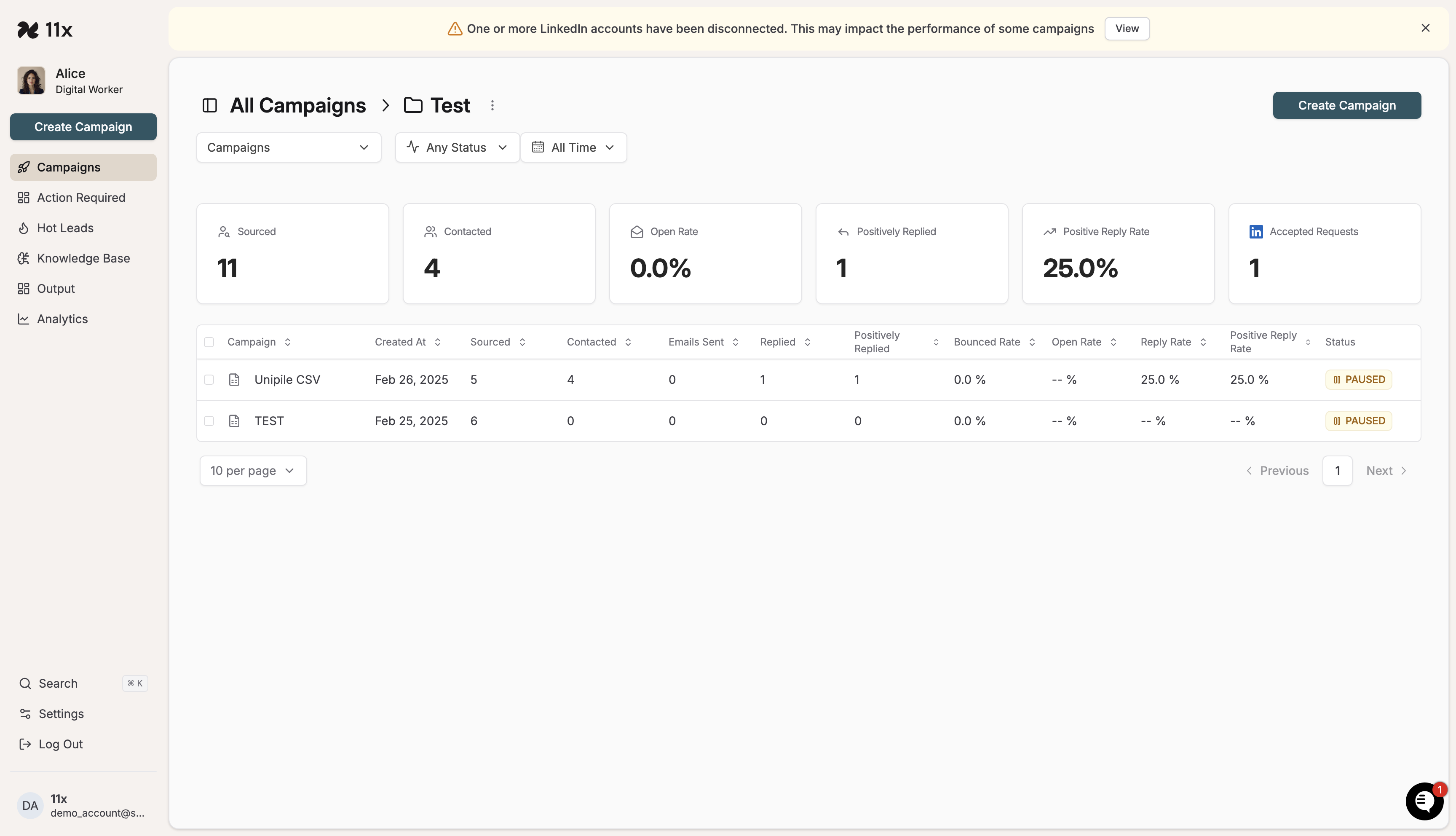 Destination folder opened showing campaigns inside