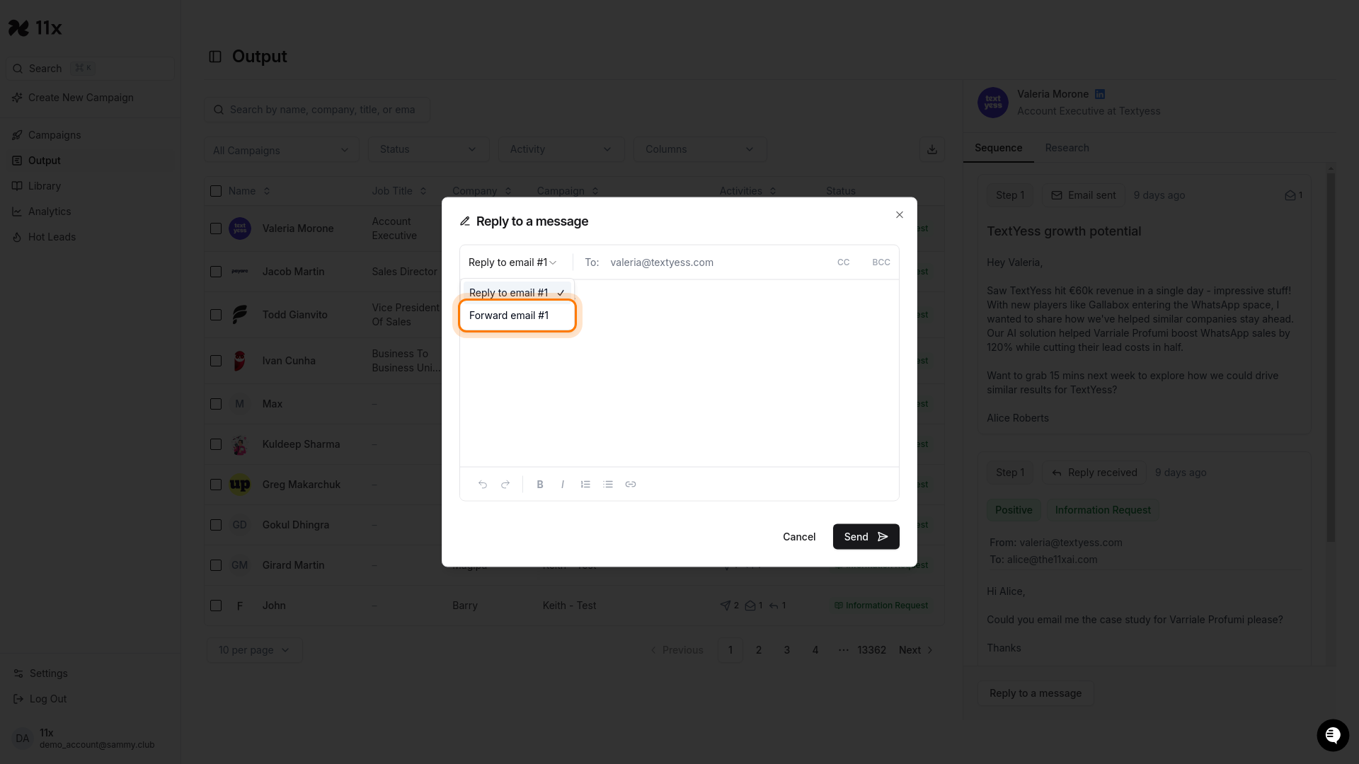 Forward email option