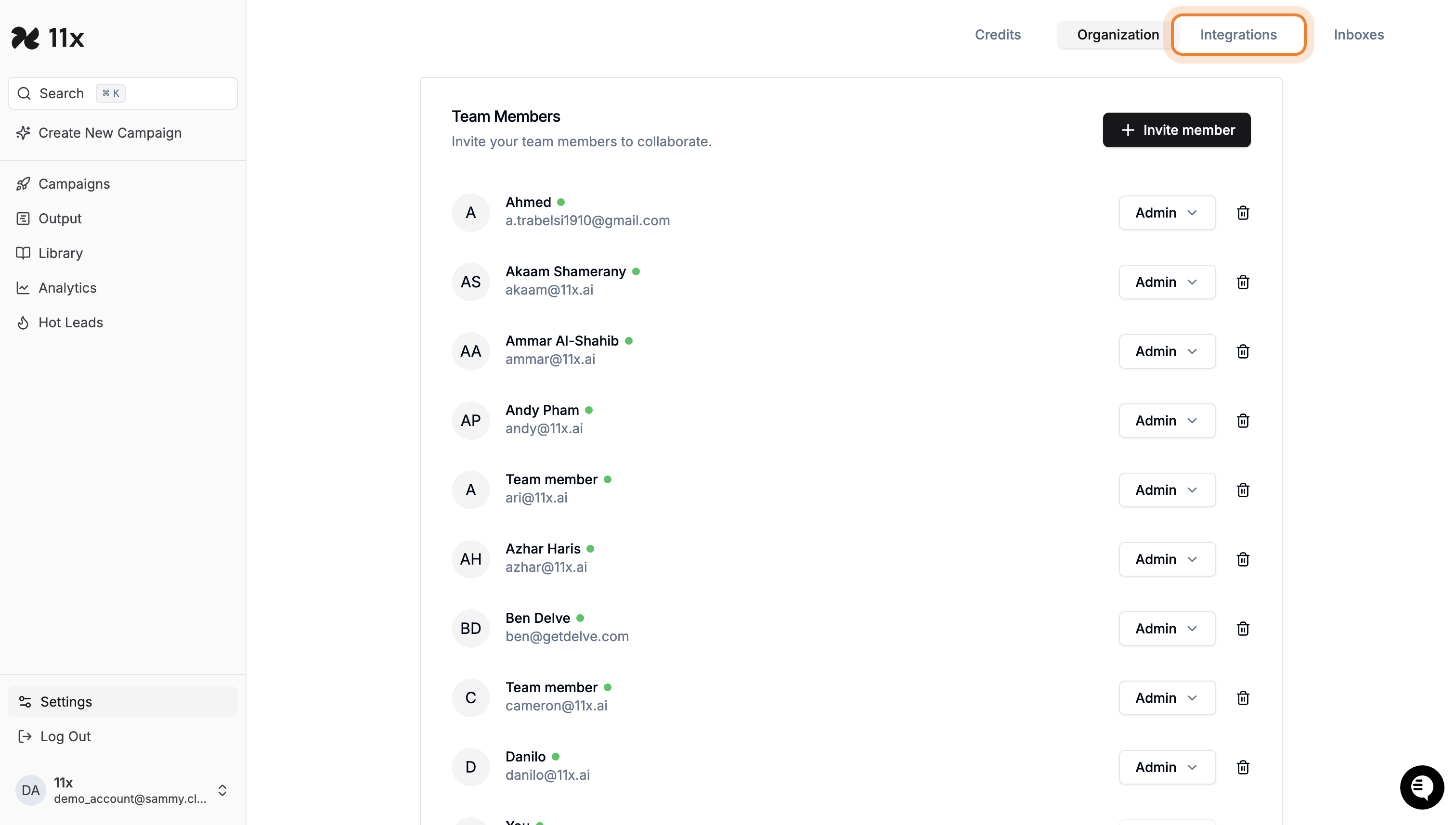 Integrations Tab