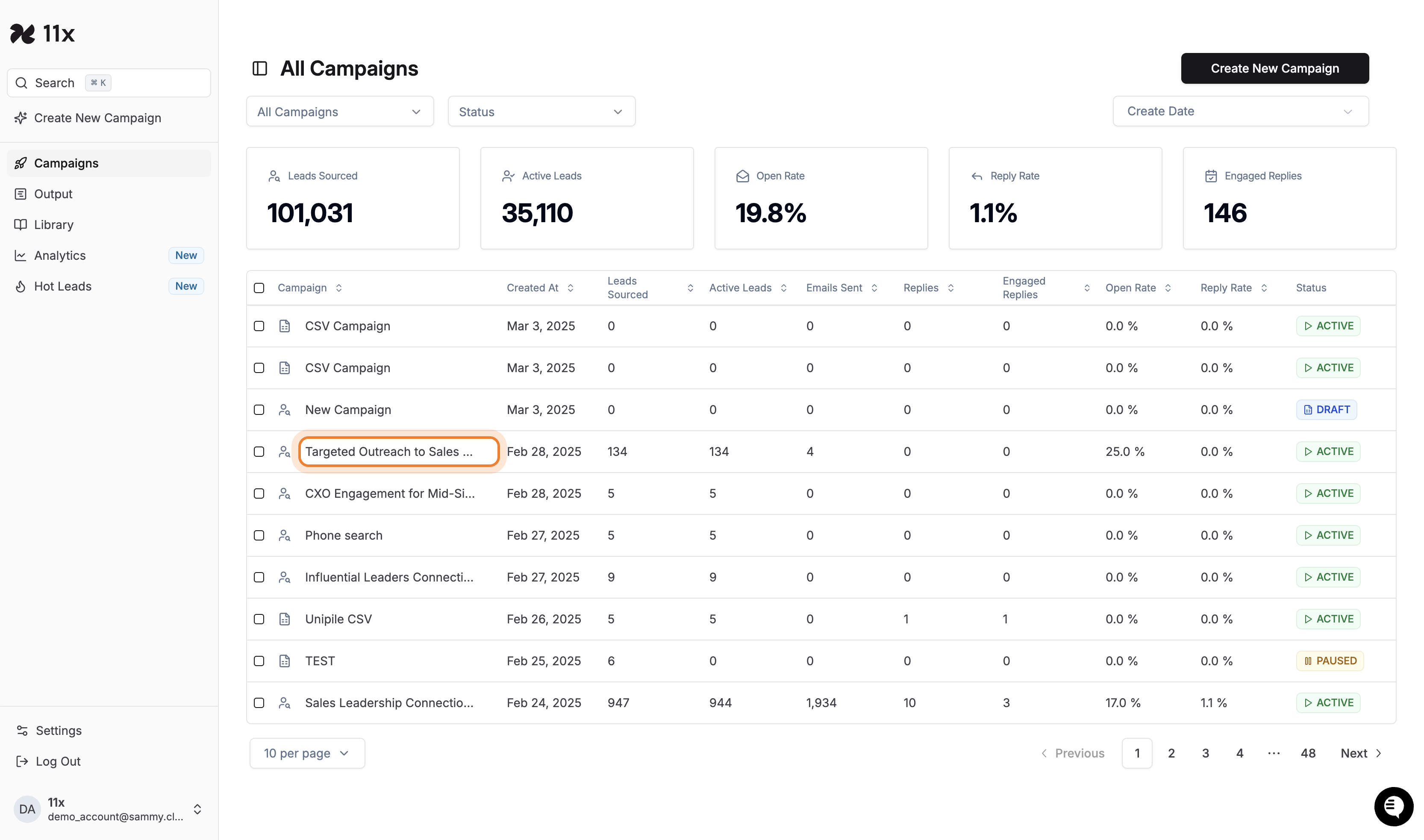Campaigns Page